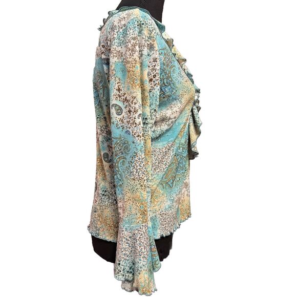 VTG 90s Y2K Blouse Large Womens Top RUNS SMALL Fairy Grunge Ruffle Neck Coquette - Picture 4 of 7